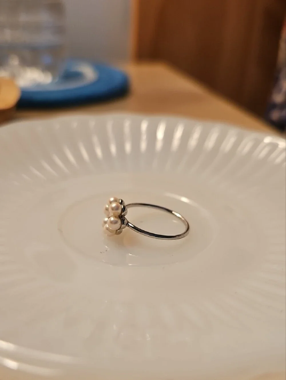 Pura Vida Silver Flower Ring with White Pearl Accents